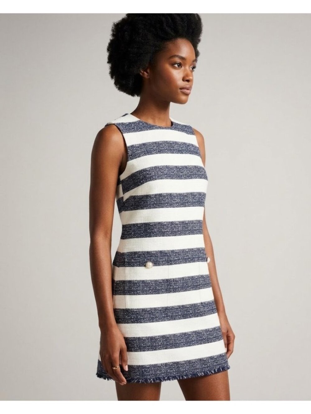 NWT Kate Spade Sailor Stripe Tweed Shift in Planetary Stripe Sleeveless Dress 00